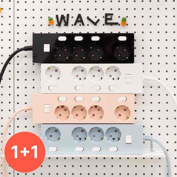 ウェーブ 過電流防止 電源タップ 4口 2個セット［4色・5サイズ］