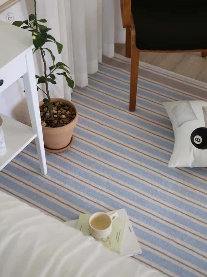 Blue Stripe Bedside Rug