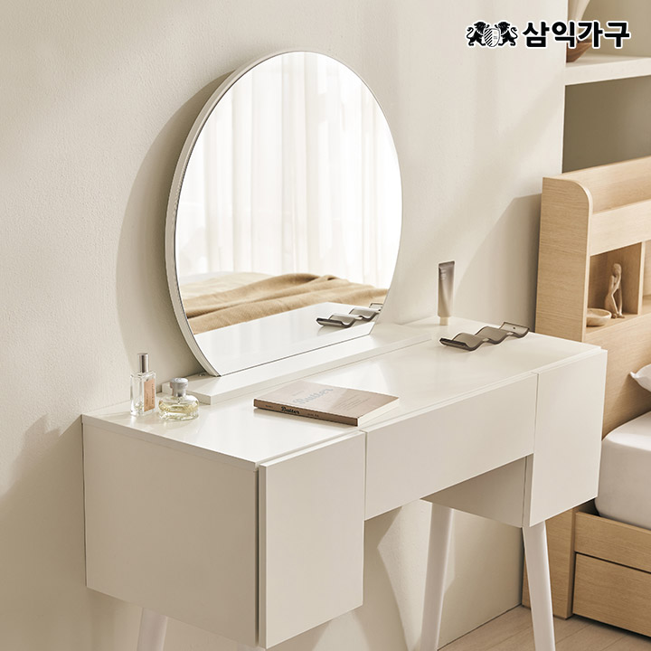 삼익가구 베런 멀티수납형 원형거울 화장대 세트(스툴제외) 