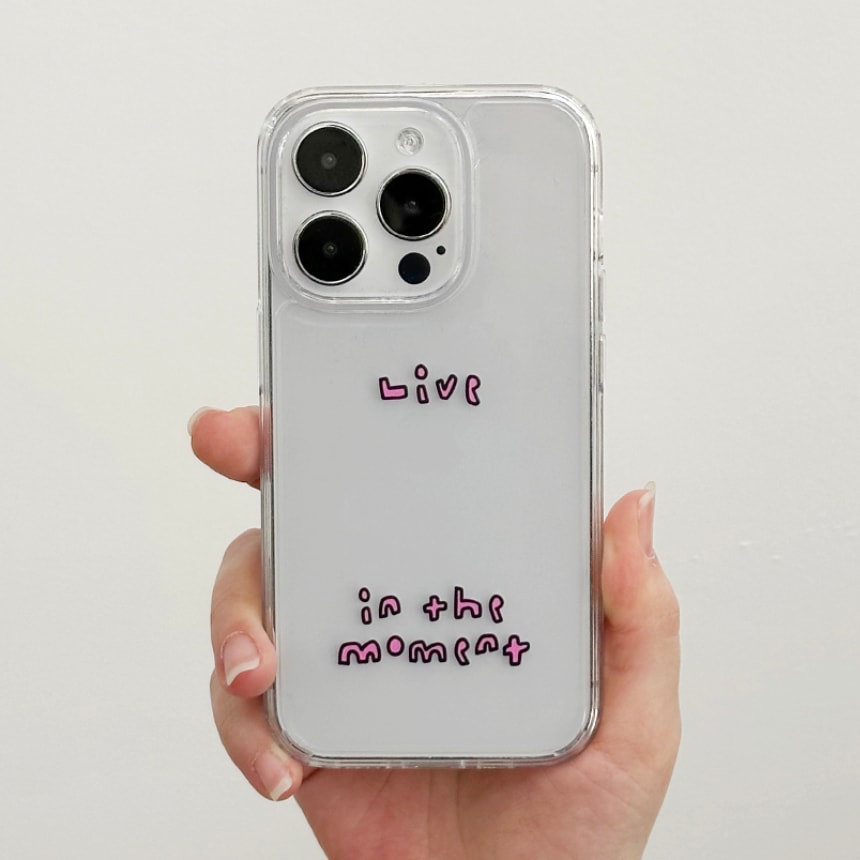 케꾸 아이폰 갤럭시 인더모먼트 레터링 투명 젤하드 폰케이스