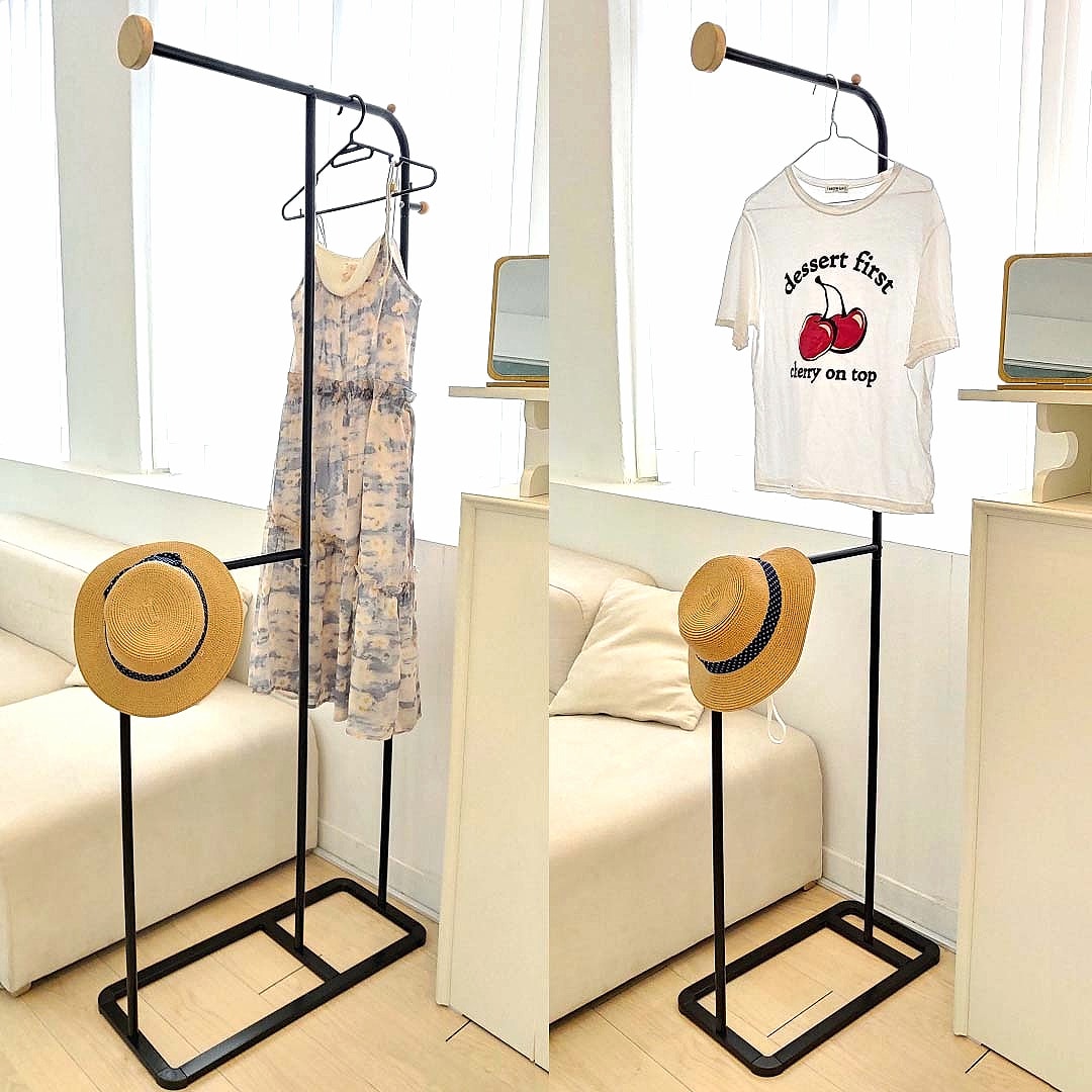 [신상품]방콕연구소 미니 틈새 스탠드 행거 튼튼한 철제 코너 원룸 옷걸이 헹거 좁은 가방걸이 행거 DD086
