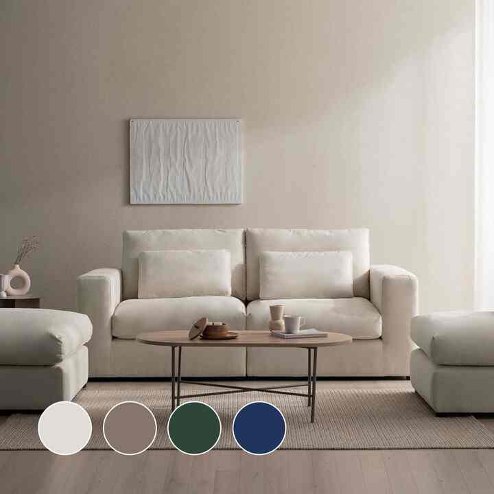 【Nuub】 DAILY GOOSE ファブリック モジュール 3人掛け ソファ［4色・3種］