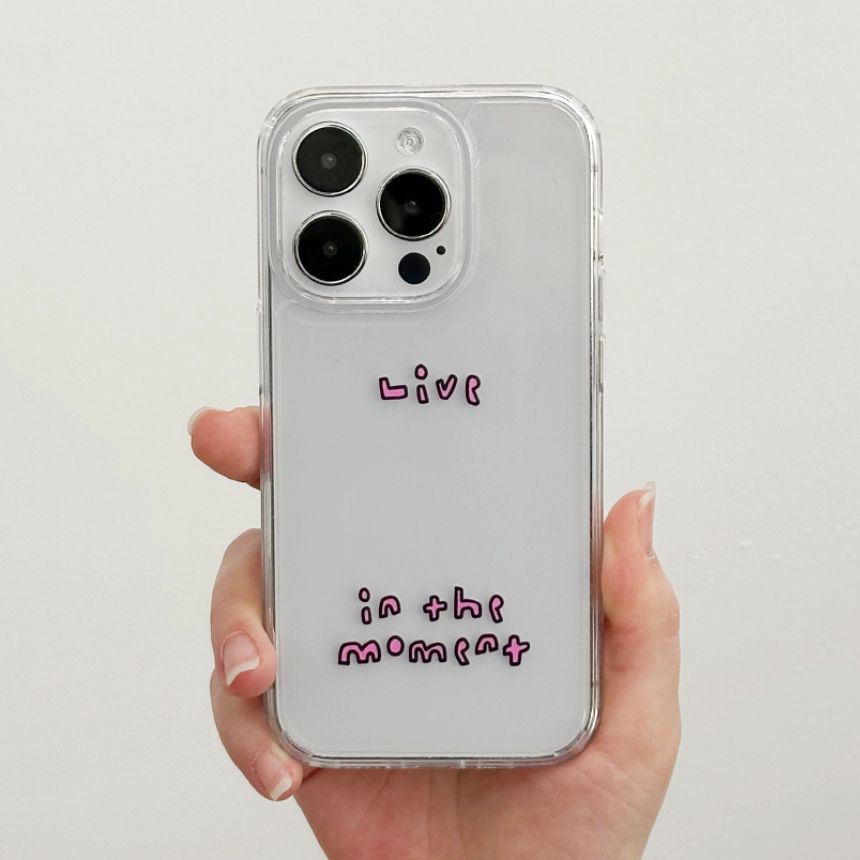 케꾸 아이폰 갤럭시 인더모먼트 레터링 투명 맥세이프 젤하드 폰케이스