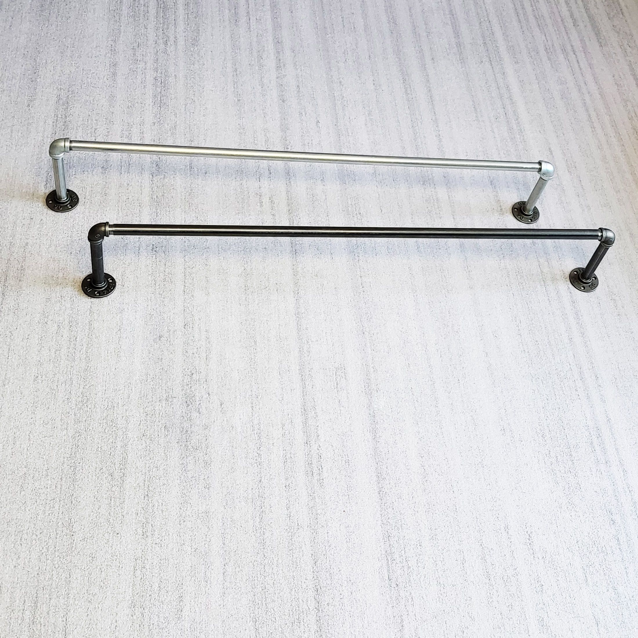 [신상품]이믹스 철재 파이프벽행거 1단 천장행거 베란다 선반형 천장형 흑관 백관 원형