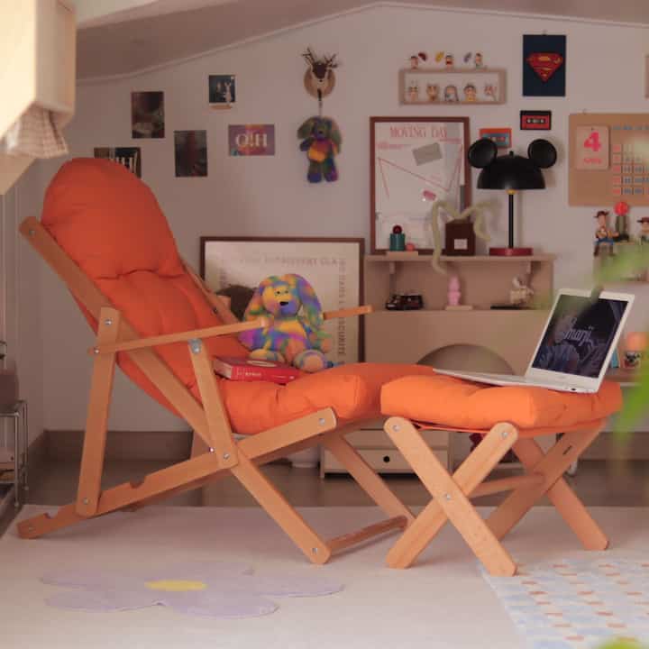 Foldable Wood Recliner Chair