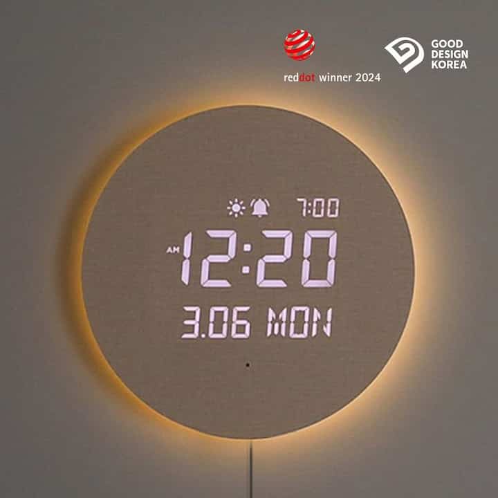 Full Moon LED Clock (with wooden stand)