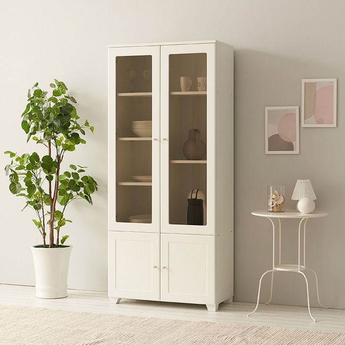 나무뜰 메이 800 키큰 투서랍 유리 장식장 JNF061C 