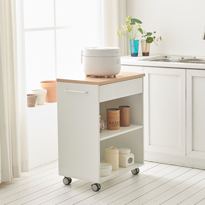 [신상품] 나무뜰 올리브 서랍형 홈바 조리대 이동식 트롤리 수납장 2colors