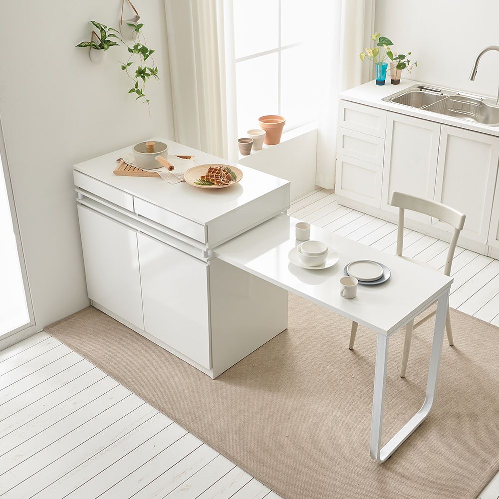 [신상품] 나무뜰 올리브 확장형 수납 홈바 조리대 아일랜드 식탁 3colors