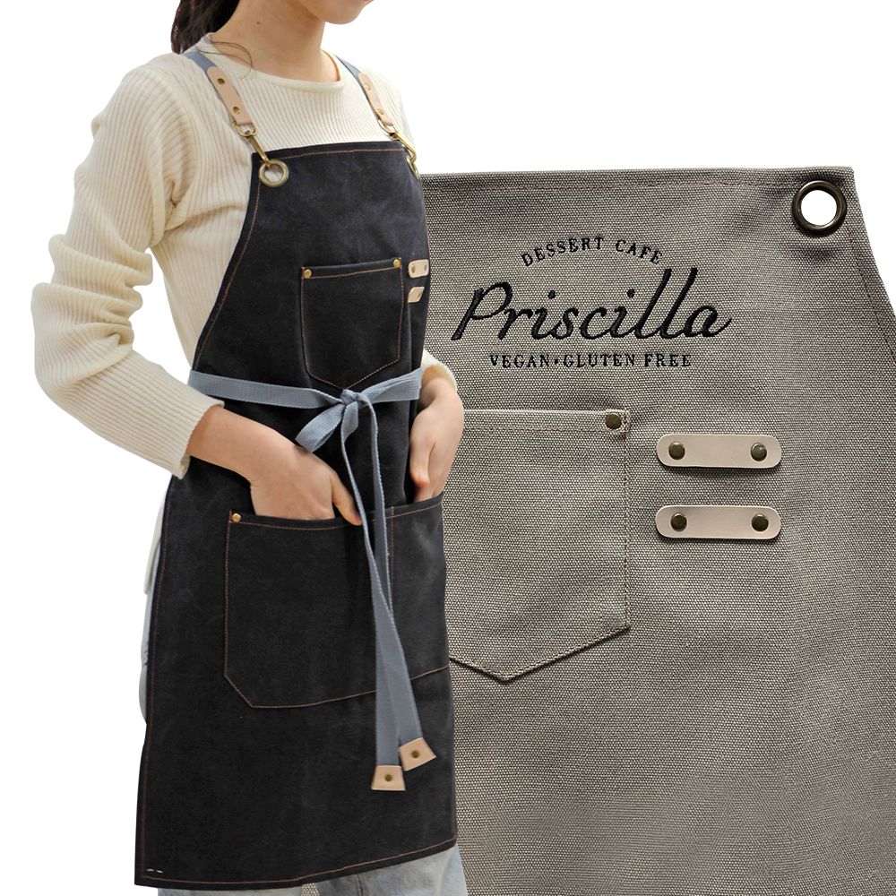 [신상품]리스테이 무료자수각인 _ 빈티지 캔버스앞치마 M/L/XL 미용 주방 공방 카페 집들이선물