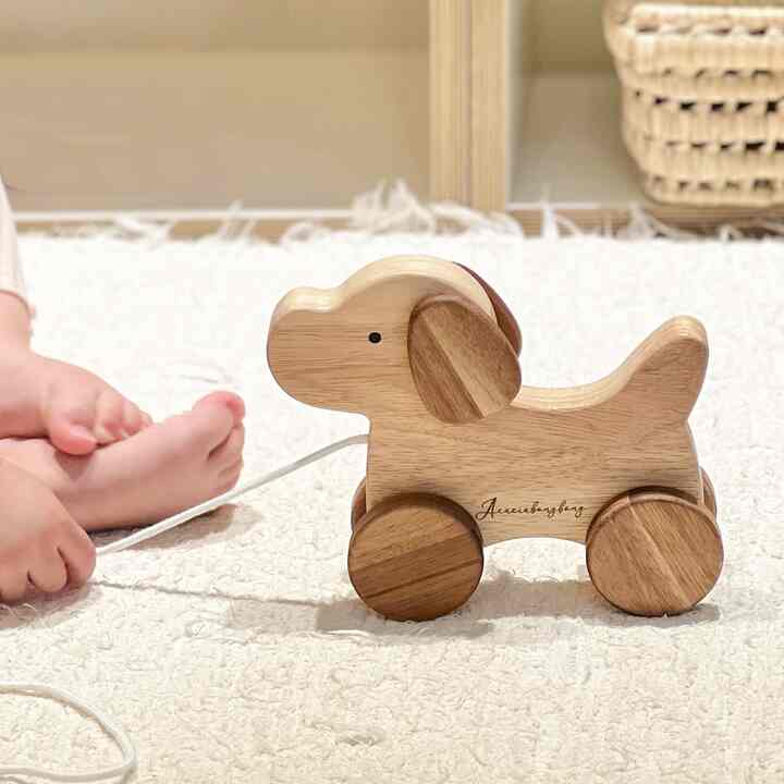 犬のプルトイ 木のおもちゃ［2サイズ］