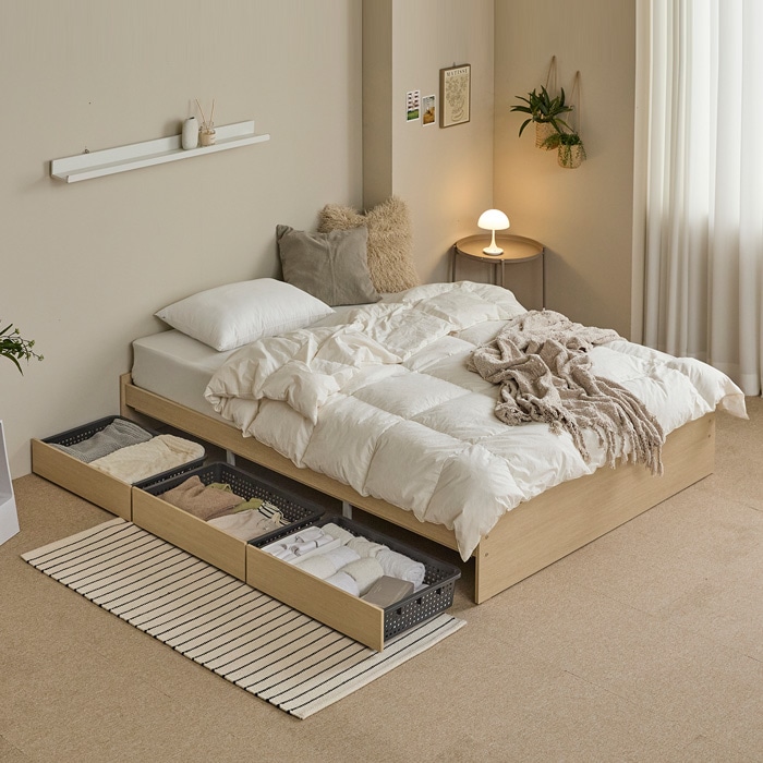 [신상품] 보루네오 아르메 레이 무헤드 서랍침대 SS/Q (매트리스 선택)