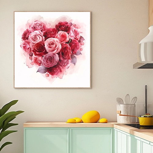 신원액자랜드 수채화 장미 그림 하트 장미꽃 로즈데이 성년의날 부부의날 연인 선물 인테리어 액자