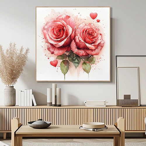 신원액자랜드 연인 장미 그림 하트 장미꽃 로즈데이 성년의날 부부의날 사랑 고백 선물 인테리어 액자