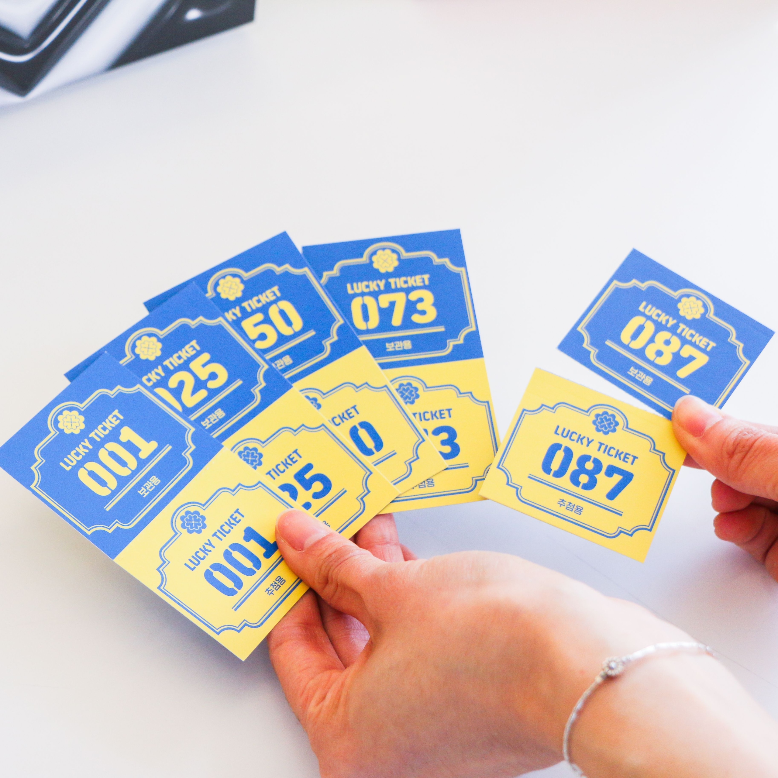 [신상품] 러키펀치 럭키드로우 추첨권 행운권 응모권 경품권 50매 세트 1-100 숫자 번호표 (박스)