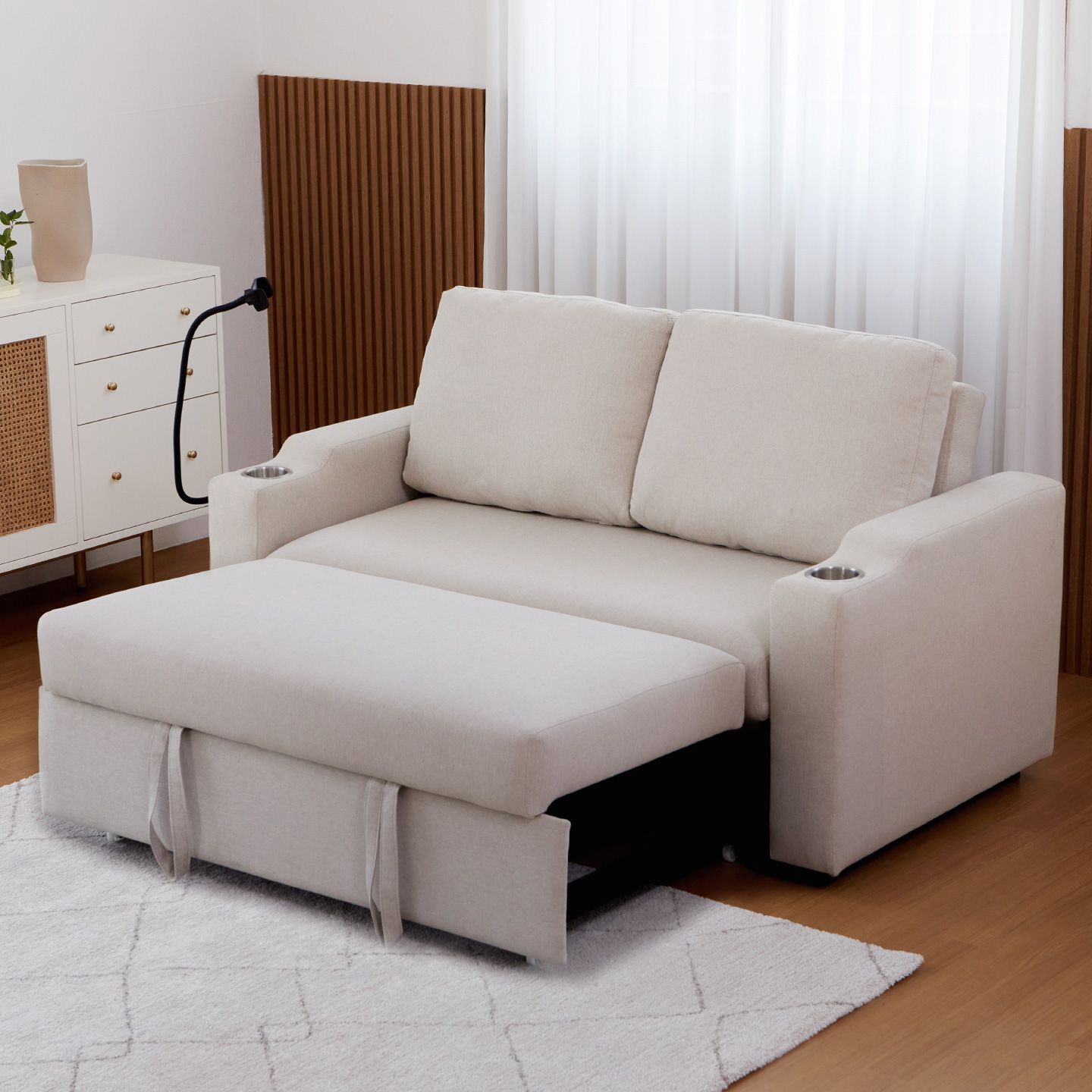 베스트리빙 홀더 2인용 확장형 패브릭 침대겸 소파베드 