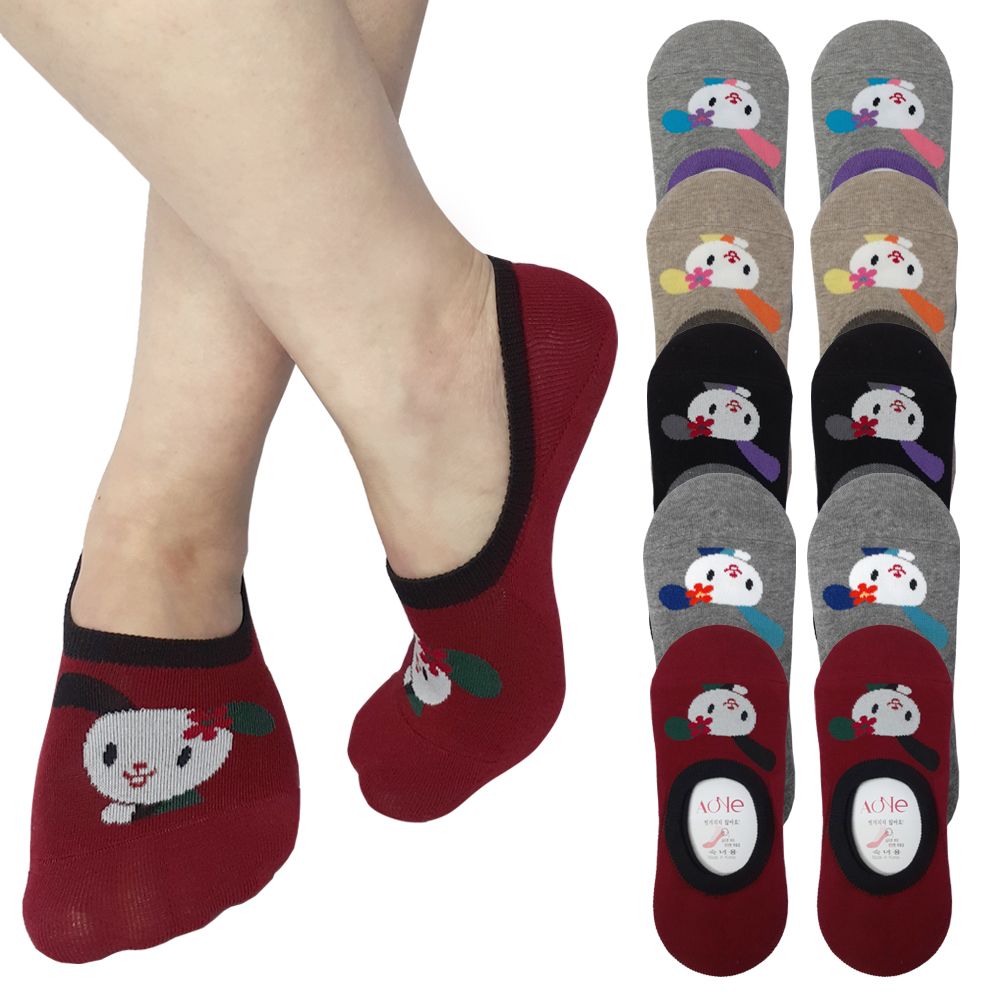 에이원 여성양말 실속형 캐릭터 실리콘 페이크 덧신 10켤레 2color