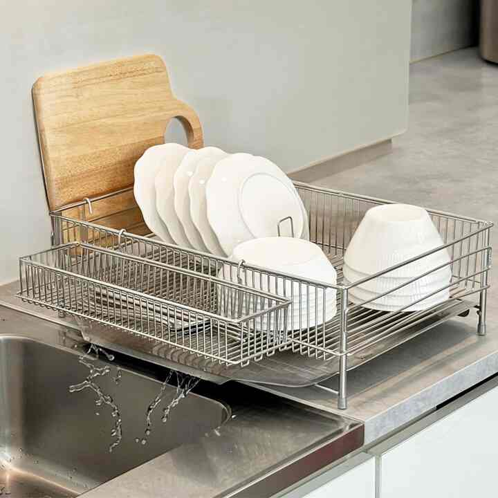 304オールステンレス 水切り食器ラック 1段