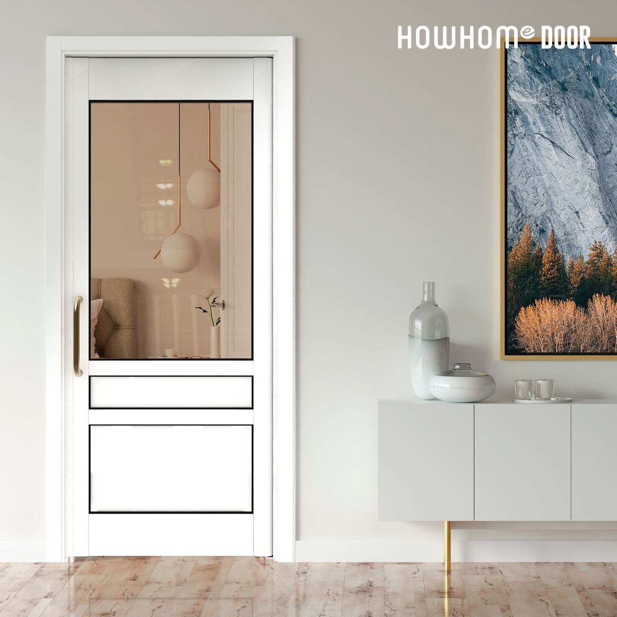 노루하우홈 프렌치 원도어 고시형 중문 시공 (골드손잡이 무료 업그레이드) 