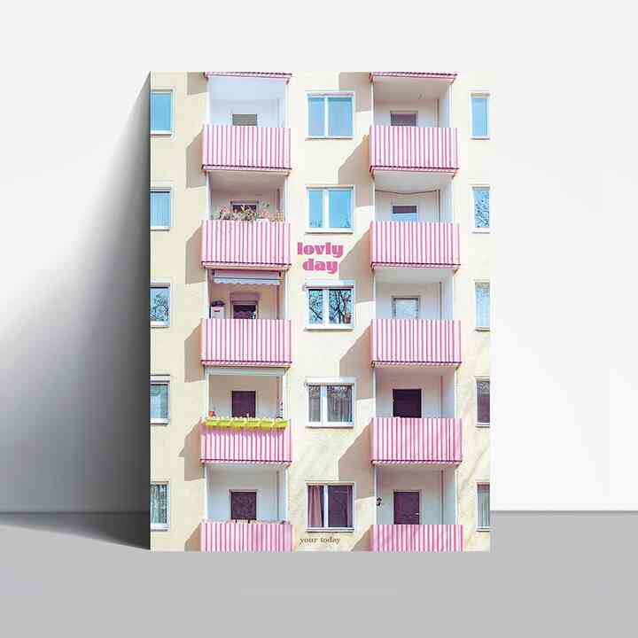 ヨーロッパ感性 ピンクムードアパートポスター