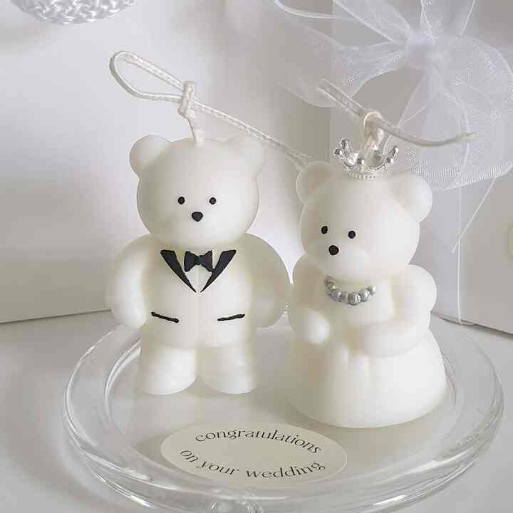 Mini Wedding Bear Candle Set