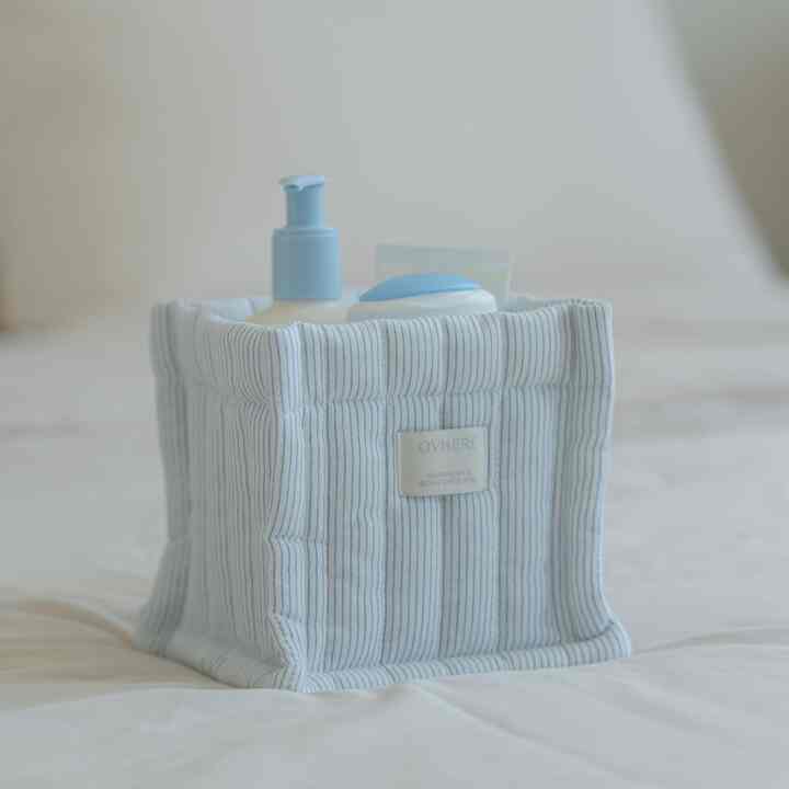 ファブリック キルティング バスケット ストライプ