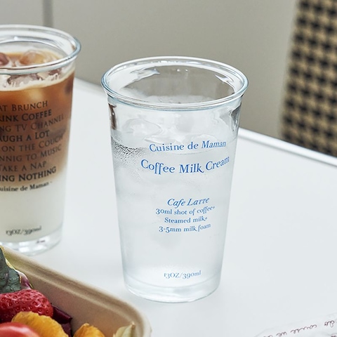 유리컵·물컵 > 퀴진드마망 레터링 카페라떼 강화유리 물컵 390ml | 오늘의집 쇼핑