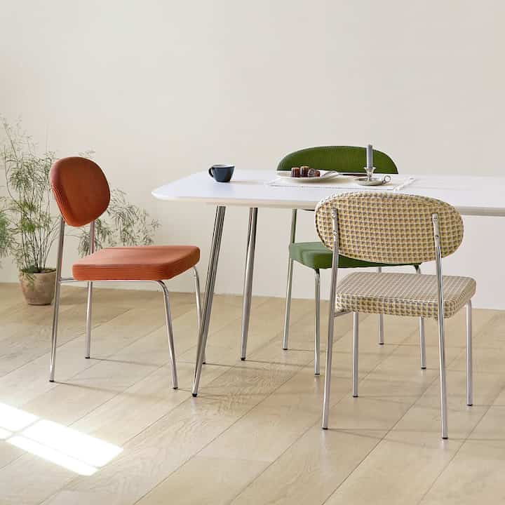 Doublin クローム ダイニングチェア 2脚セット［8色］