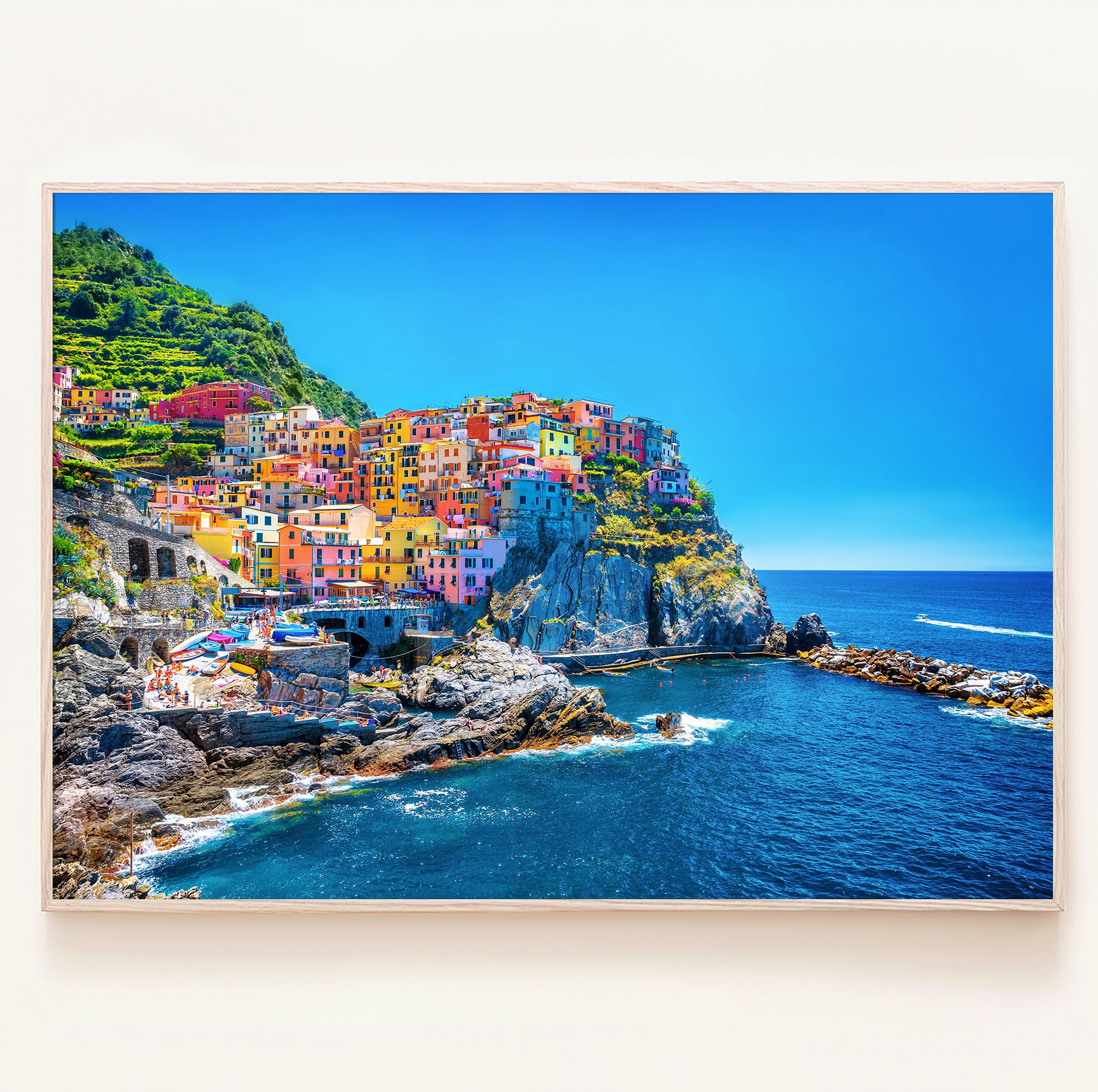 로얄블루아트샵 이탈리아 지중해 화려한 바다마을 풍경 포스터