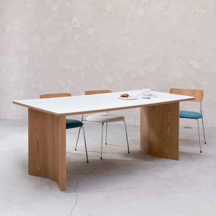 Curved Wooden Legged Dining Table