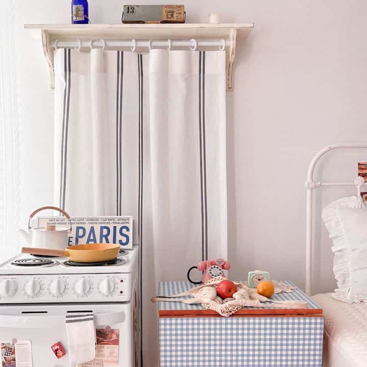 フレンチ 2Way リネン目隠しカーテン［2色・3サイズ］