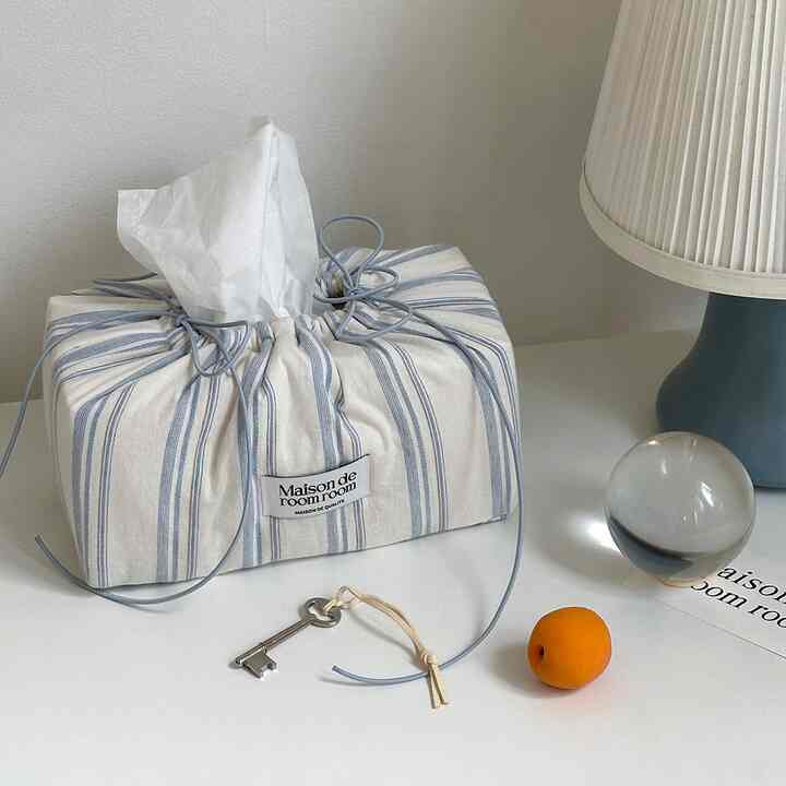 Lingling Paradise Striped Cotton Tissue Box Cover