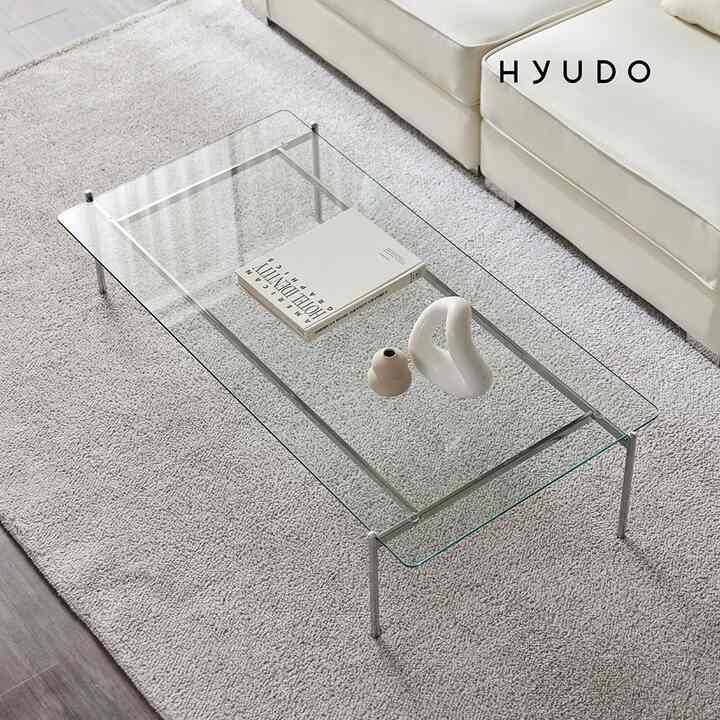 Clear Nodle ガラス スチール ローテーブル 120cm