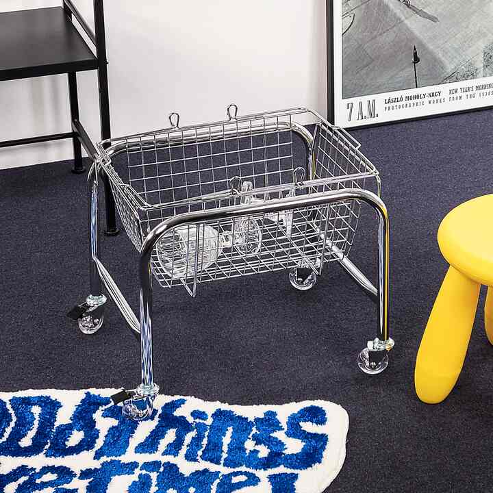 Midcentury ステンレス バスケット ワゴン