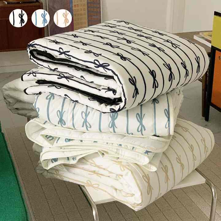 リボン ソフト 夏用 掛け布団［3色］