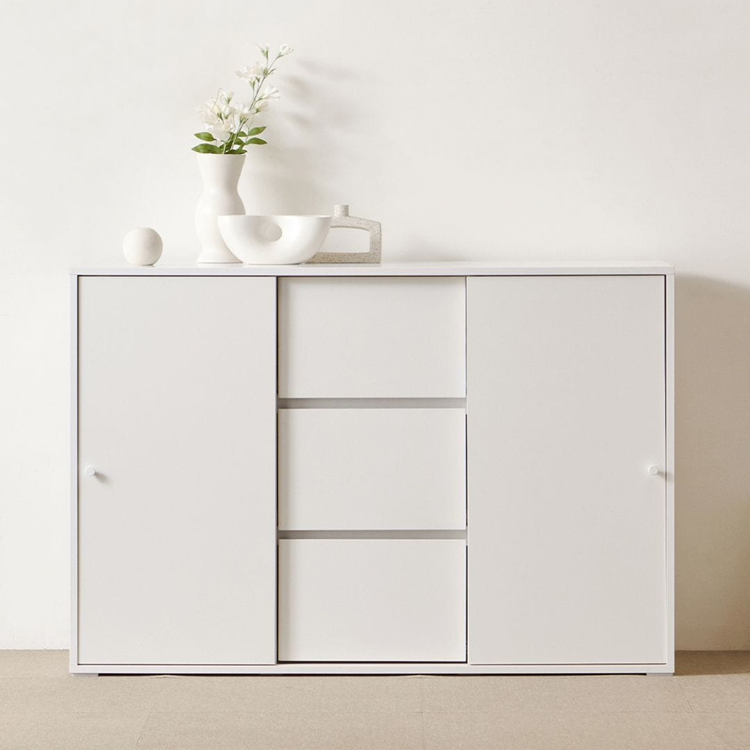 [신상품] 리드로퍼니처 E0등급 스르르 슬라이딩 수납장 1200 2도어 서랍 2color