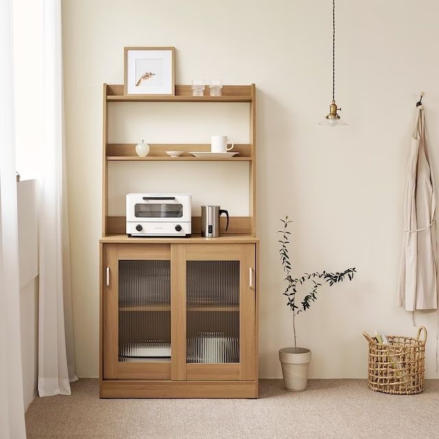 룸앤홈 발트 모루유리 슬라이딩 800 주방 수납장 세트 3colors 