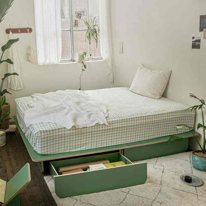 Rund ヘッドボードなし 収納付きローベッドフレーム［6色・2サイズ］