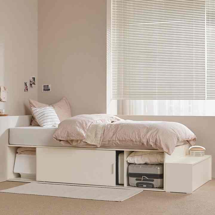 Dino スライディング ビック収納 ベッドフレーム SS［2色］