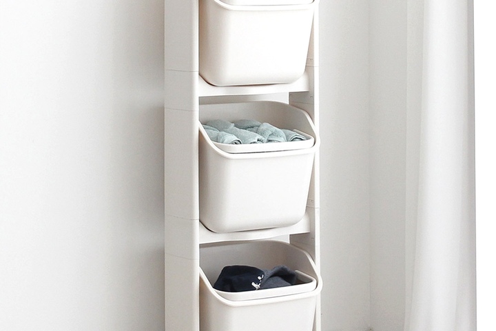 도트 3단 빨래바구니 건조대