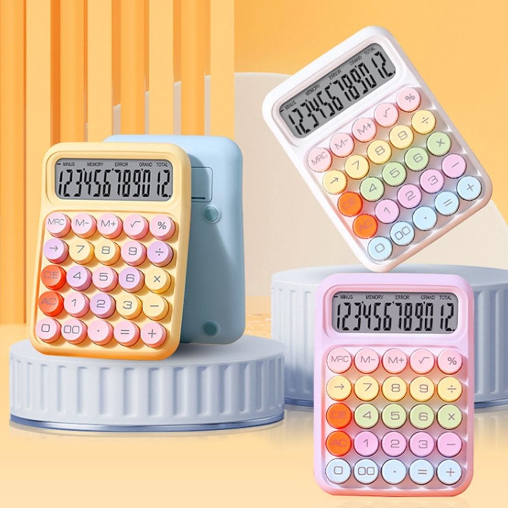 갓샵 레트로 귀여운 미니 예쁜 마카롱 계산기 4color 파스텔 컬러 기계식 사무용 키보드계산기