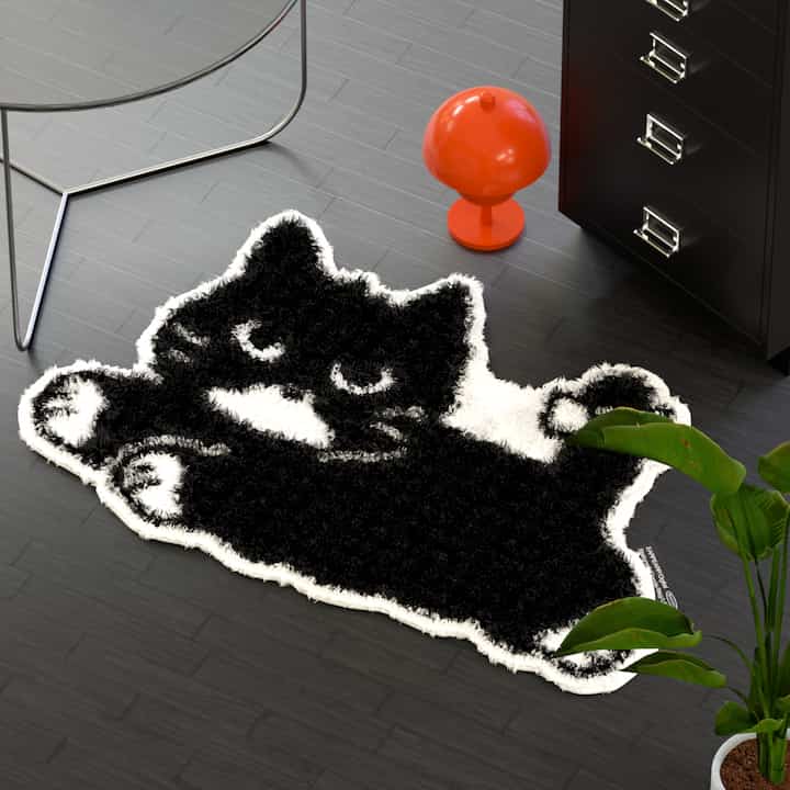 Black Cat Tufted Rug