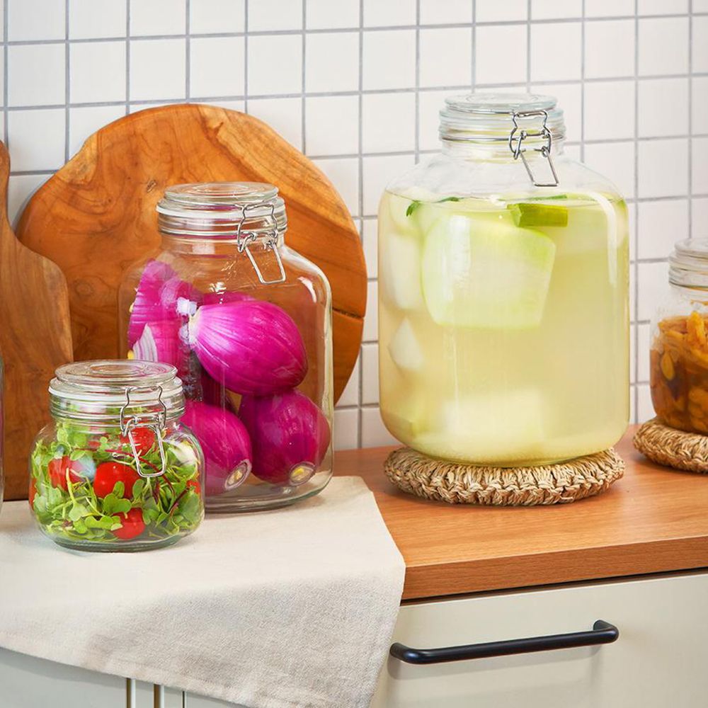 에시카창고 사각 유리 담금주병 밀폐 용기 1p 쌀 원두 보관 과일청 씨리얼 견과류 잡곡 캐니스터