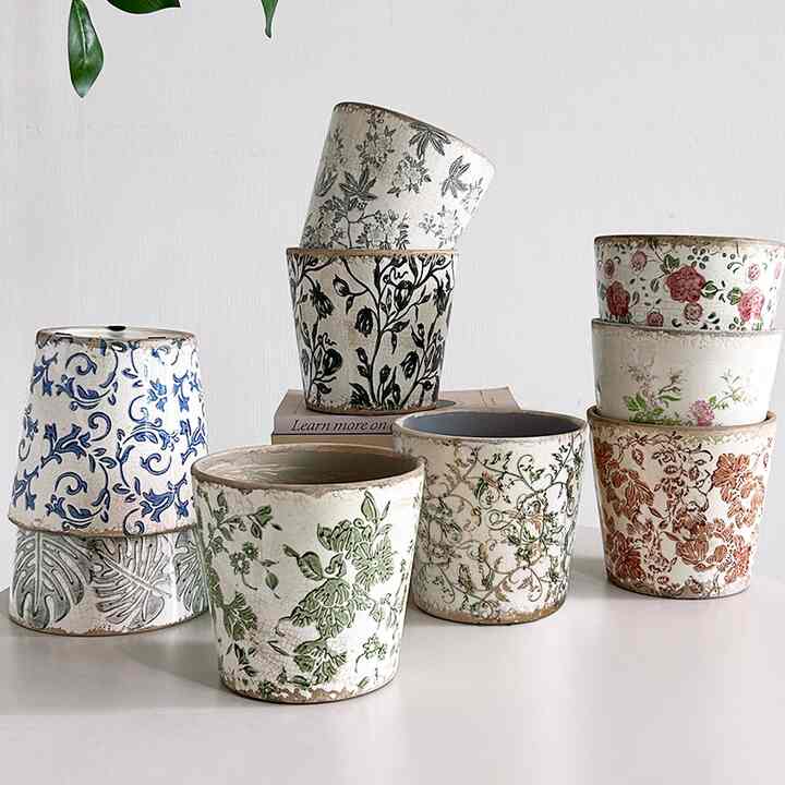 ANTIQUE PATTERN VINTAGE フラワーポット［9色］