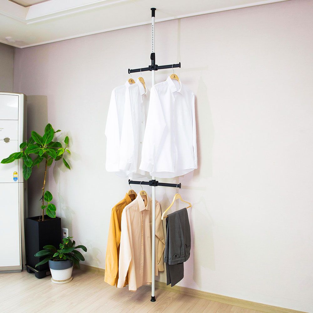 [오늘출발] [신상품] 퀸넥스 프라임 뉴 원터치 25파이 1단 너비조절 행거 드레스룸 다용도 수납 옷걸이