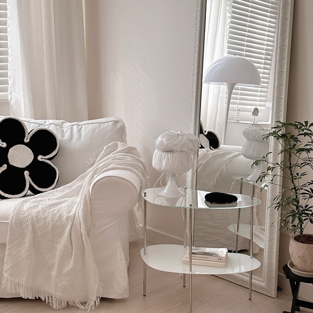 [오늘출발] [신상품] 포스트모던 낮은다리증정 / 스노우 미드센츄리 비정형 2단 유리협탁 거실테이블 거실협탁