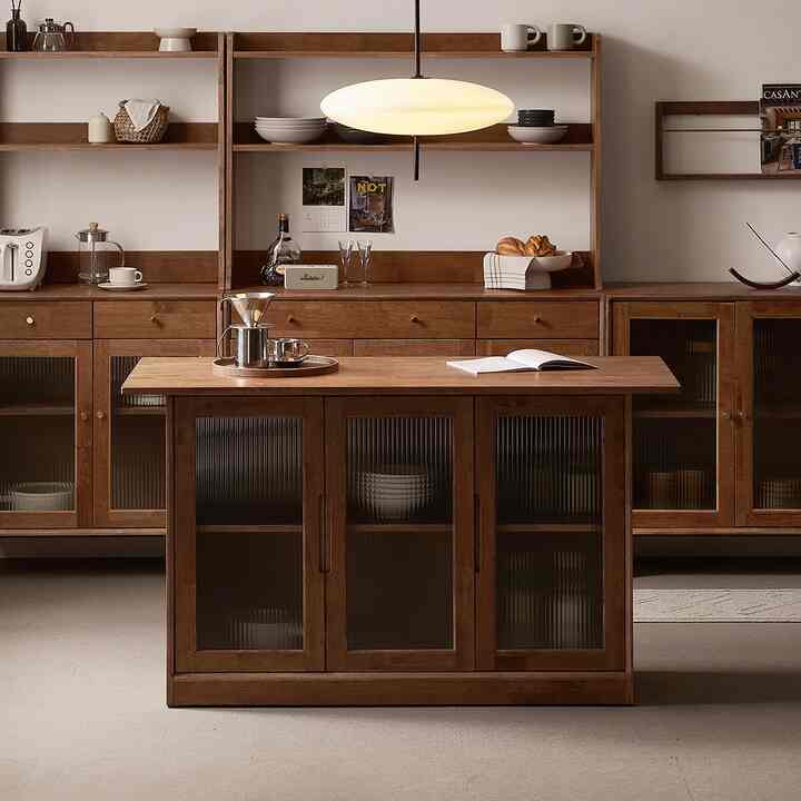 Hezel 無垢材 アイランドカウンター 120~160㎝［4種］