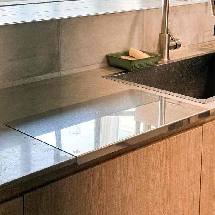 滑り止め付きステンレスカッティングボード L字型［10サイズ］