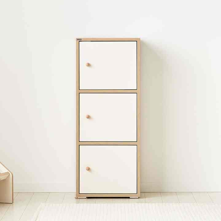 muuah ベビー収納棚 3段 おもちゃ・教材収納 ロータイプ［2色］