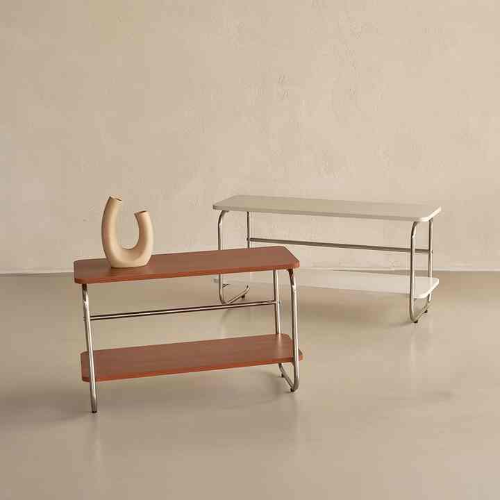Mid-Century Wood & Chrome Shelf